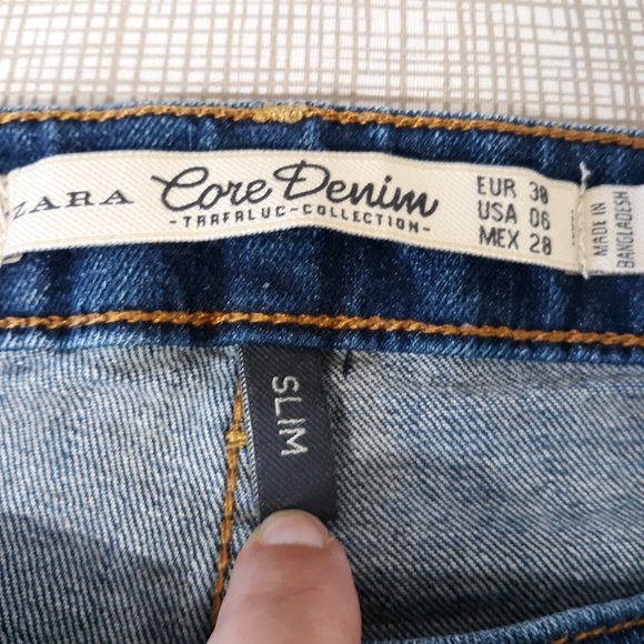 ZARA Women's Core Slim Jeans Size 6 Trafaluc Medium Wash Blue Denim Low Rise - Picture 8 of 14